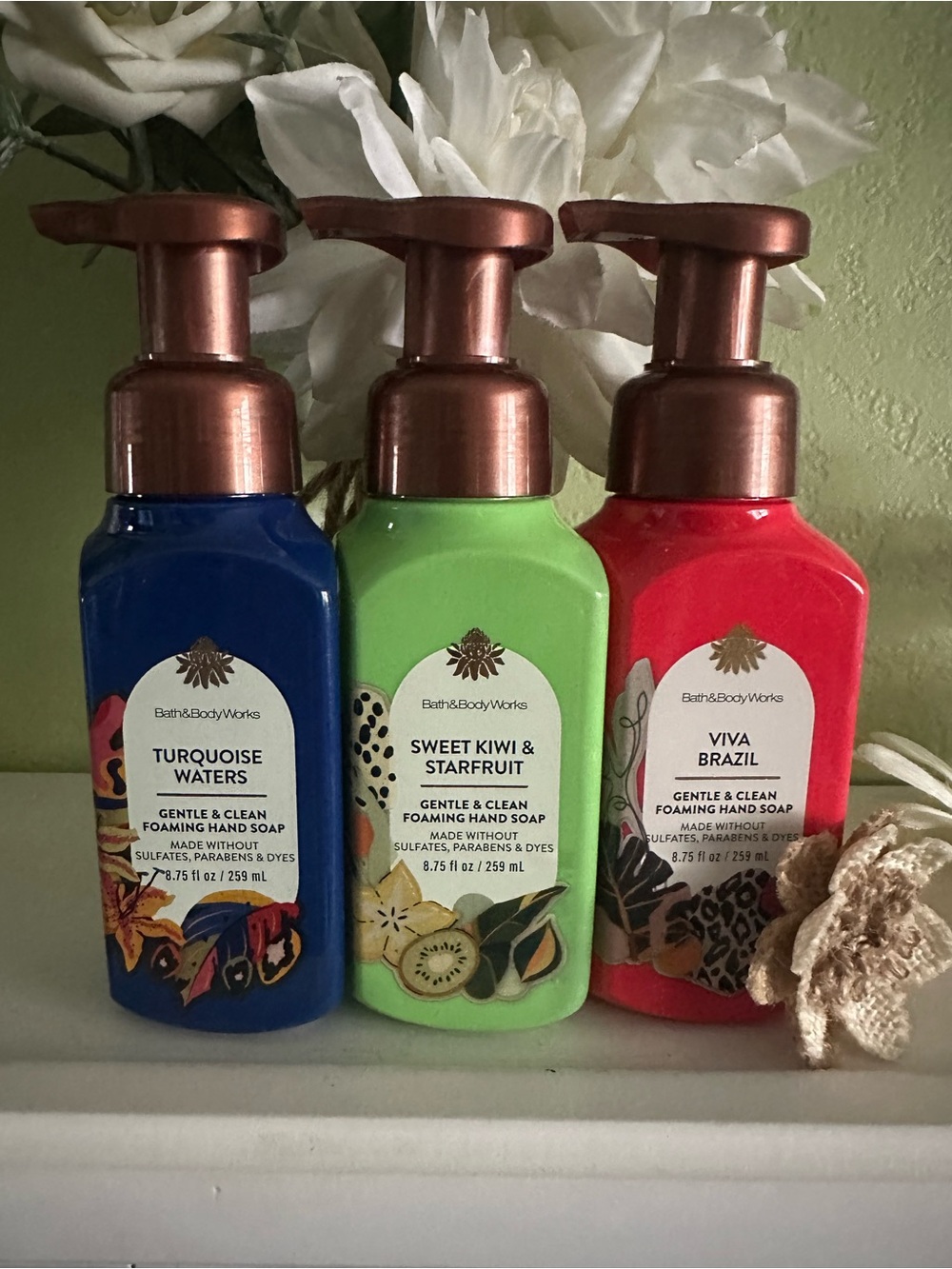 Bath & Body Works Blue, Green & Red Foaming Hand Soap Trio